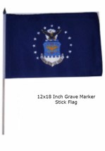 12x18 12&quot;x18&quot; U.S. Airforce Air Force Emblem Crest Grave Marker Stick Flag - £23.96 GBP