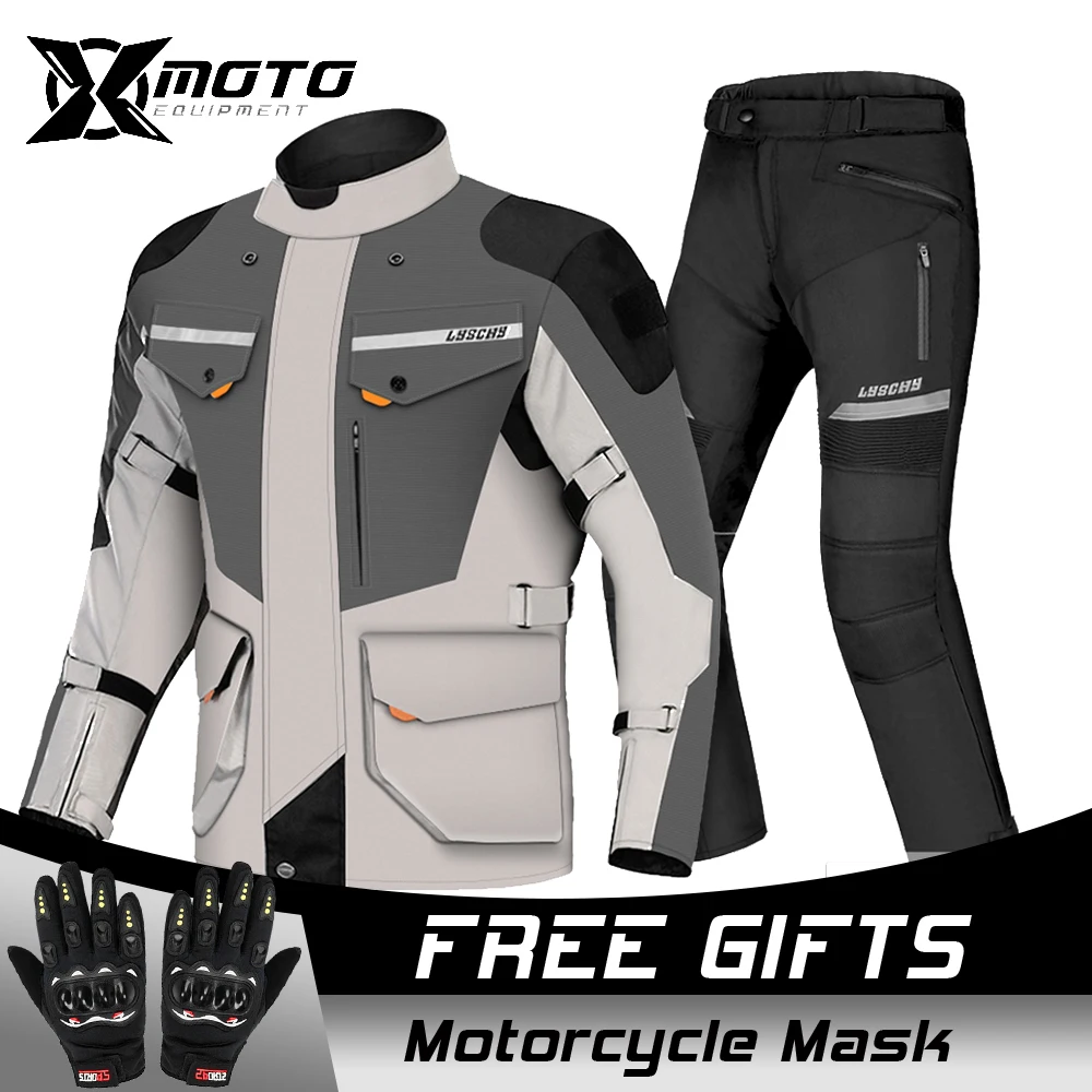 LYSCHY Motorcycle Jacket Pants Suit Cold-proof Waterproof Winter Men Motorbike - £115.98 GBP+