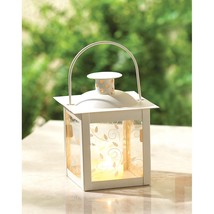 Curling Vine Small White Metal Glass Candle Lantern - £6.90 GBP