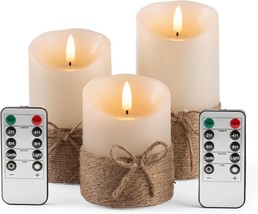 Flameless Candles Battery Operated Pillar Real Wax Electric LED Candle Gift Set  - £34.86 GBP