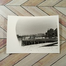 Seaside Pier Buildings Boat Ramp Low Tide 1950&#39;s Vintage Found Photo Original - £4.65 GBP