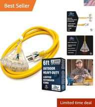 6 Ft Heavy-Duty 12 Gauge Extension Cord - 3 Outlets Lighted for Indoor/O... - $784.64 MXN