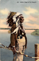 Postcard Indian Chief In Full Regalia Indigenous People North Country - $10.77