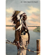 Postcard Indian Chief In Full Regalia Indigenous People North Country - $14.77 CAD
