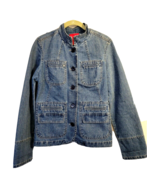 Vtg Gloria Vanderbilt Small Denim Jacket Blue Jean Mandarin Stand Up Col... - £20.14 GBP