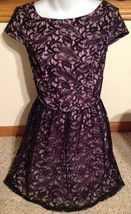 Three Pink Hearts Womens Junior Size 3 Black Lace Overlay Lavender Purpl... - $11.88