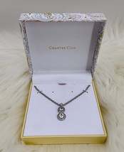 Charter Club Silver-Tone Double Crystal Halo Pendant Necklace - £11.16 GBP
