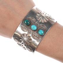 6 1/8&quot; 40&#39;s-50&#39;s Navajo stamped silver and turquoise bracelet - £691.57 GBP