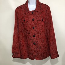 Laura Ashley Woman 2X Red Textured Button-Front Lined Jacket - £31.14 GBP
