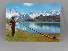 Vintage Postcard - Alpine horn player Bachalpasse Lake - Photo Gyger - £11.74 GBP