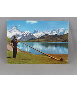 Vintage Postcard - Alpine horn player Bachalpasse Lake - Photo Gyger - £11.72 GBP