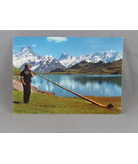 Vintage Postcard - Alpine horn player Bachalpasse Lake - Photo Gyger - $15.00
