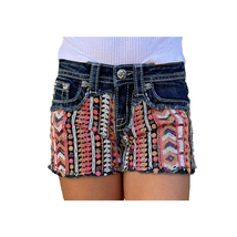 Miss Me Embellished Festival Aztec Sequin Jean Shorts Frayed Denim | Girls Sz 16 - £27.84 GBP