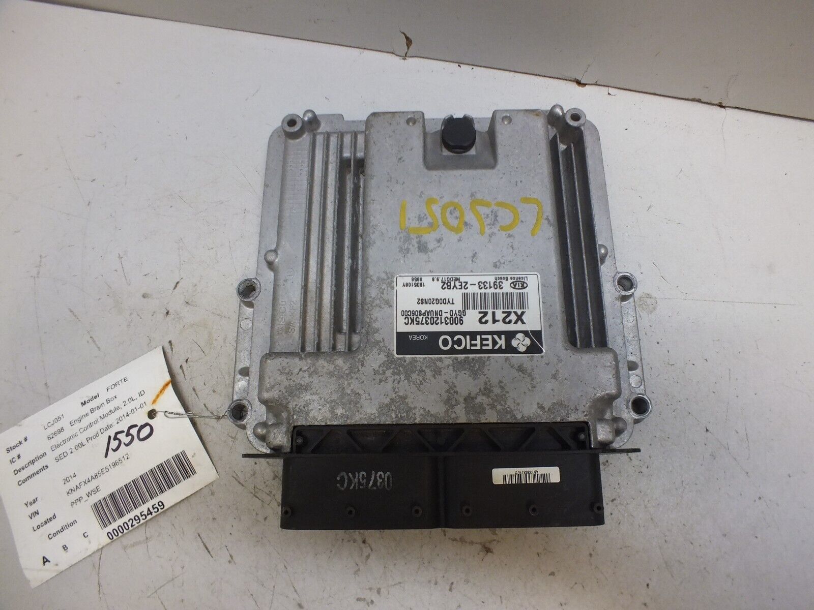 14 2014 KIA FORTE 2.0L ENGINE CONTROL MODULE 39133-2EYB2 #1550 - $19.80