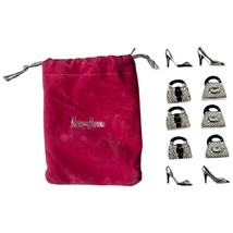 Neiman Marcus Miniature Rhinestone Shoe &amp; Purse Collectible Set With Vel... - $635.77 MXN