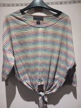 BNWOT SIZE 6 Multicoloured SHORT SLEEVE TOP  TIE WAIST - $14.40