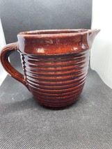 Brown Ribbed Stoneware Creamer Vintage Mid Century Marked USA - £12.32 GBP