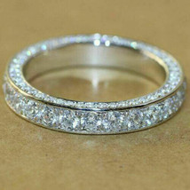 Full Eternity 1 Ct D/VVS1 Round Cut Diamond 14k White Gold FN Wedding Band Ring - £95.95 GBP