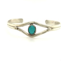 Vintage Sterling Southwest Navajo Oval Turquoise Split Shank Cuff Bracelet 6 1/4 - £63.16 GBP