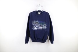 Vtg 90s Country Primitive Womens Small Faded Nature Cabin Crewneck Sweatshirt - £35.28 GBP