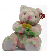 Ty Beanie Buddies Bloom Bear 12&quot; Plush Pink &amp; Green Flower Patterned Col... - $12.95 CAD