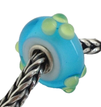 Authentic Trollbeads Spring Bud Glass Charm Turquoise/Green 61366, New - £18.71 GBP