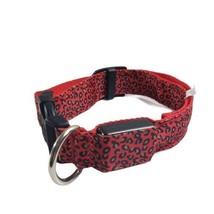 Dog Collar Red Animal Print Adjustable with 3 Settings LED Light - £16.76 GBP