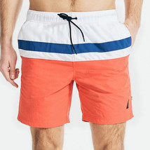 Nautica Men&#39;s Colorblocked 8&quot; Swim Trunks T11004 in Sea Side Red-2XL - $19.99