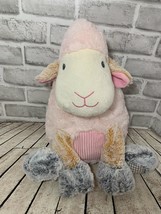 Animal Adventure 2018 large 15&quot; plush pink gray sheep lamb Easter toy ribbed - $13.50