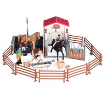 Horse Stable Playset Toys With Horse Wash Area And Fence, 31 Pieces Hors... - £36.16 GBP