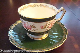 Aynsley England Mid Century cup and saucer green and flowers, old item [92] - £43.52 GBP