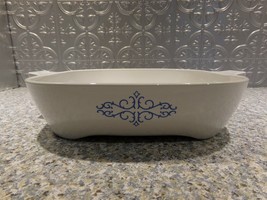 Corning Blue Filligree Scroll Browning Skillet Microwave Casserole - £14.36 GBP