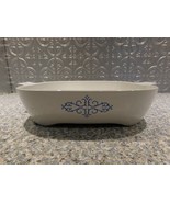 Corning Blue Filligree Scroll Browning Skillet Microwave Casserole - £14.10 GBP