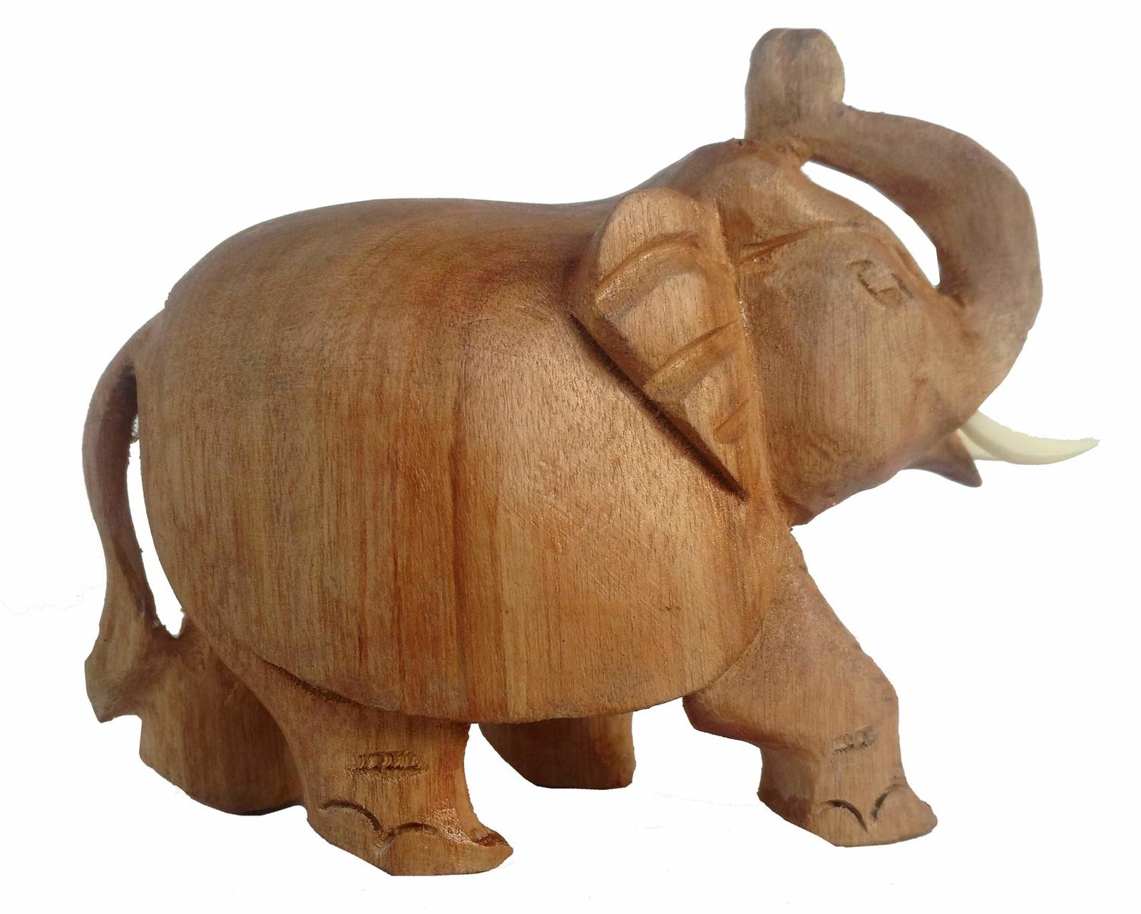 Rastogi Handicrafts Gifts & Decor Wooden Elephant/Good Luck/Single Block No Join - $12.50