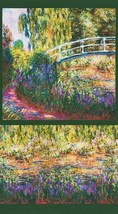23.75&quot; X 44&quot; Panel Claude Monet Art Garden Painting Cotton Fabric Panel D683.72 - £7.37 GBP