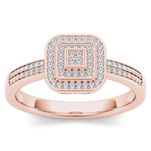 10K Rose Gold 0.15 Ct Diamond Halo Vintage Style Engagement Ring - £260.97 GBP