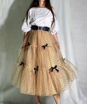 CHAMPAGNE Polka Dot Tulle Skirt Romantic Layered Dotted Tulle Skirt Plus Size image 6