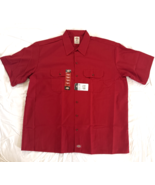 Dickies work Shirt short sleeve Red Button up 1574ER sz 2XL - $37.61