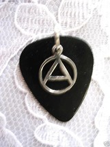 New Black Guitar Pick An A Anarchy Symbol Pewter Charm Pendant Adj Necklace - £3.98 GBP