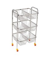 Stainless Steel 3 Layer(3.400kg) Partition Fruit &amp; Vegetable Trolley, Ve... - £100.35 GBP