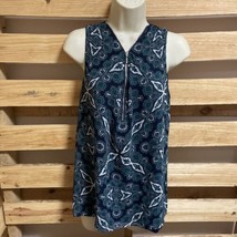 New York &amp; Company Stretch Blue Green Paisley Tank Top Woman&#39;s Size M KG - $14.85