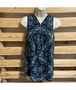 New York &amp; Company Stretch Blue Green Paisley Tank Top Woman&#39;s Size M KG - $20.36 CAD