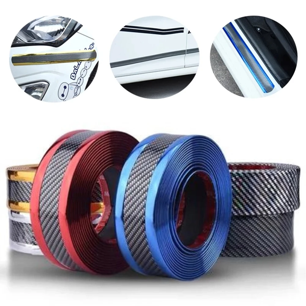 Sporting Car Stickers Anti Scratch Door Sill Protector Rubber Strip Carbon Fiber - £24.04 GBP