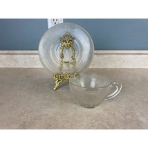 Starburst Bottom Clear Pressed Glass Cup And Saucer Set - $14.89 CAD