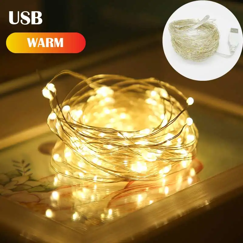 Led Copper Wire Fairy Lights USB Powered LED String Lights Holiday Outdoor Lamp  - £54.08 GBP