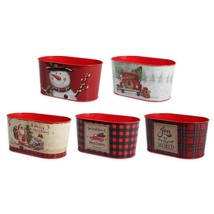 Christmas Metal Buckets, 5 Pieces Christmas Metal Herb Garden Planter, Christmas - $61.99