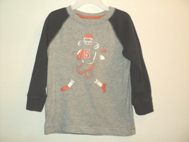 Gymboree Boys Tee Shirt Size 4 Football Player Charcoal &amp; Gray Long Sleeves - £5.48 GBP