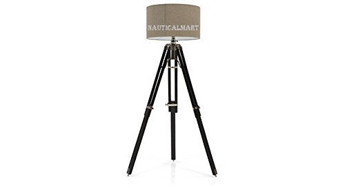 NAUTICALMART DESIGNER CHROME FINISH TRIPOD FLOOR LAMP WITH WHITE SHADE