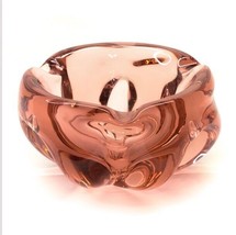 MCM Vintage Art Glass Pink Cigar Ashtray Candy Dish Bowl Thick Heavy 6.5... - £38.90 GBP