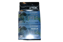 TDK TC-30HGL2 VHSC Premium Camcorder Tape VHS-C (2 PACK) - New and Sealed - £6.22 GBP